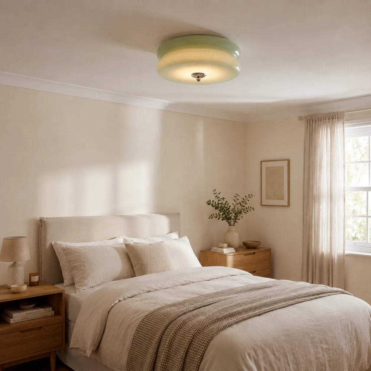 Deckenleuchte mit Opalglasdiffusor im Art-déco-Stil für das Wohnzimmer