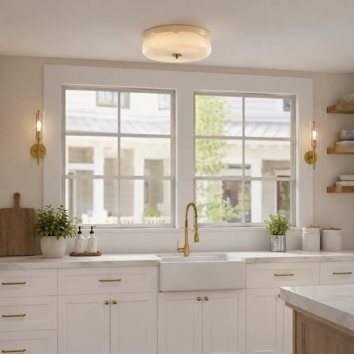 Deckenleuchte mit Opalglasdiffusor im Art-déco-Stil für das Wohnzimmer