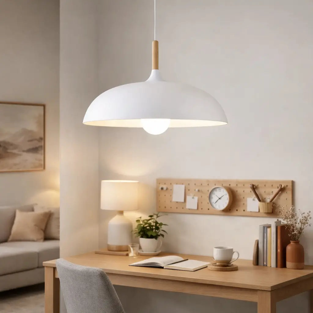 Kitchen Island Pendant Light with Wood and Iron Shade Modern Dining Room