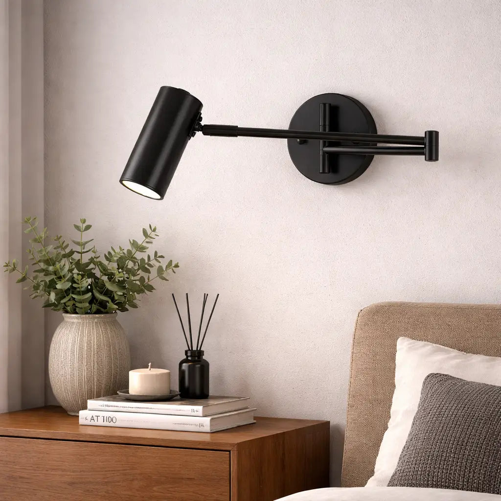 Wall Lamp with Adjustable Swing Arm and Integrated LED Light Temperature Control