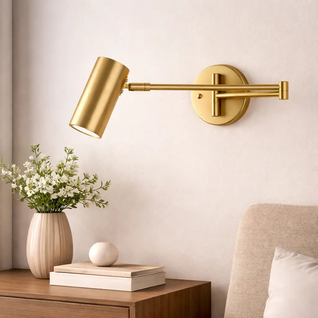 Lámpara de pared con brazo articulado ajustable y control de temperatura de color LED integrado