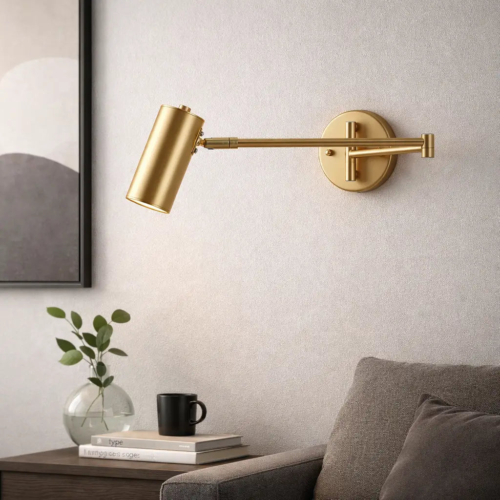 Wall Lamp with Adjustable Swing Arm and Integrated LED Light Temperature Control