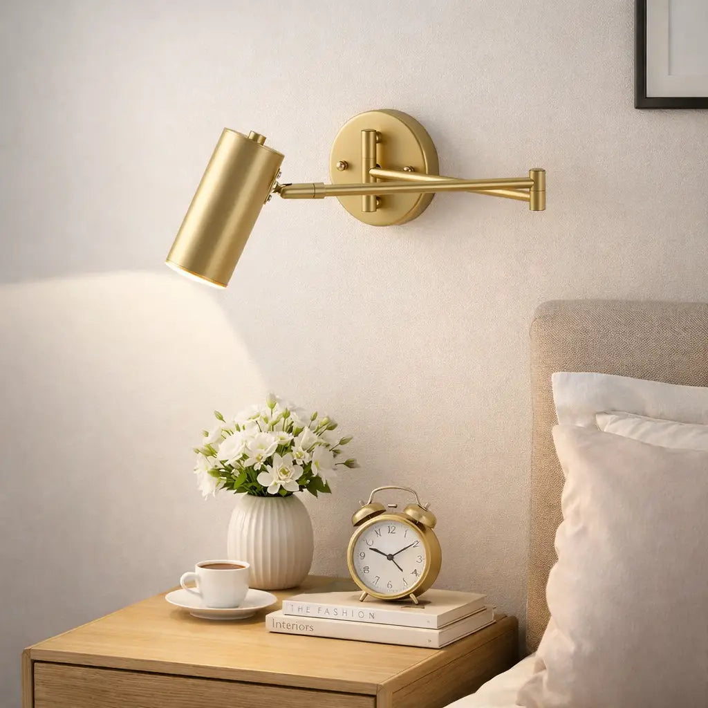 Wall Lamp with Adjustable Swing Arm and Integrated LED Light Temperature Control