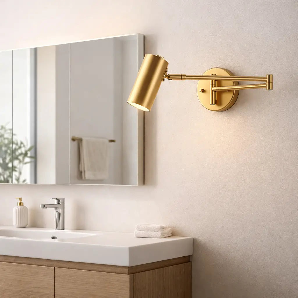 Wall Lamp with Adjustable Swing Arm and Integrated LED Light Temperature Control