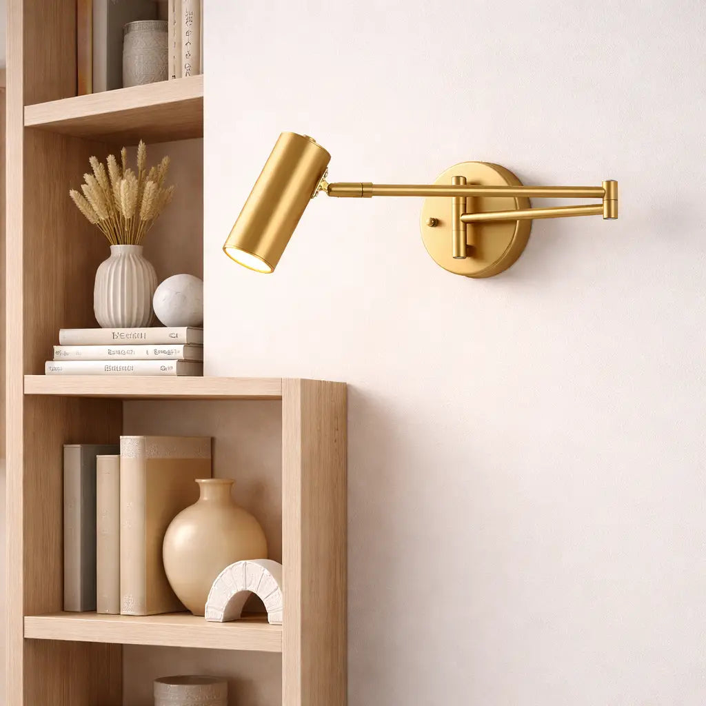 Wall Lamp with Adjustable Swing Arm and Integrated LED Light Temperature Control