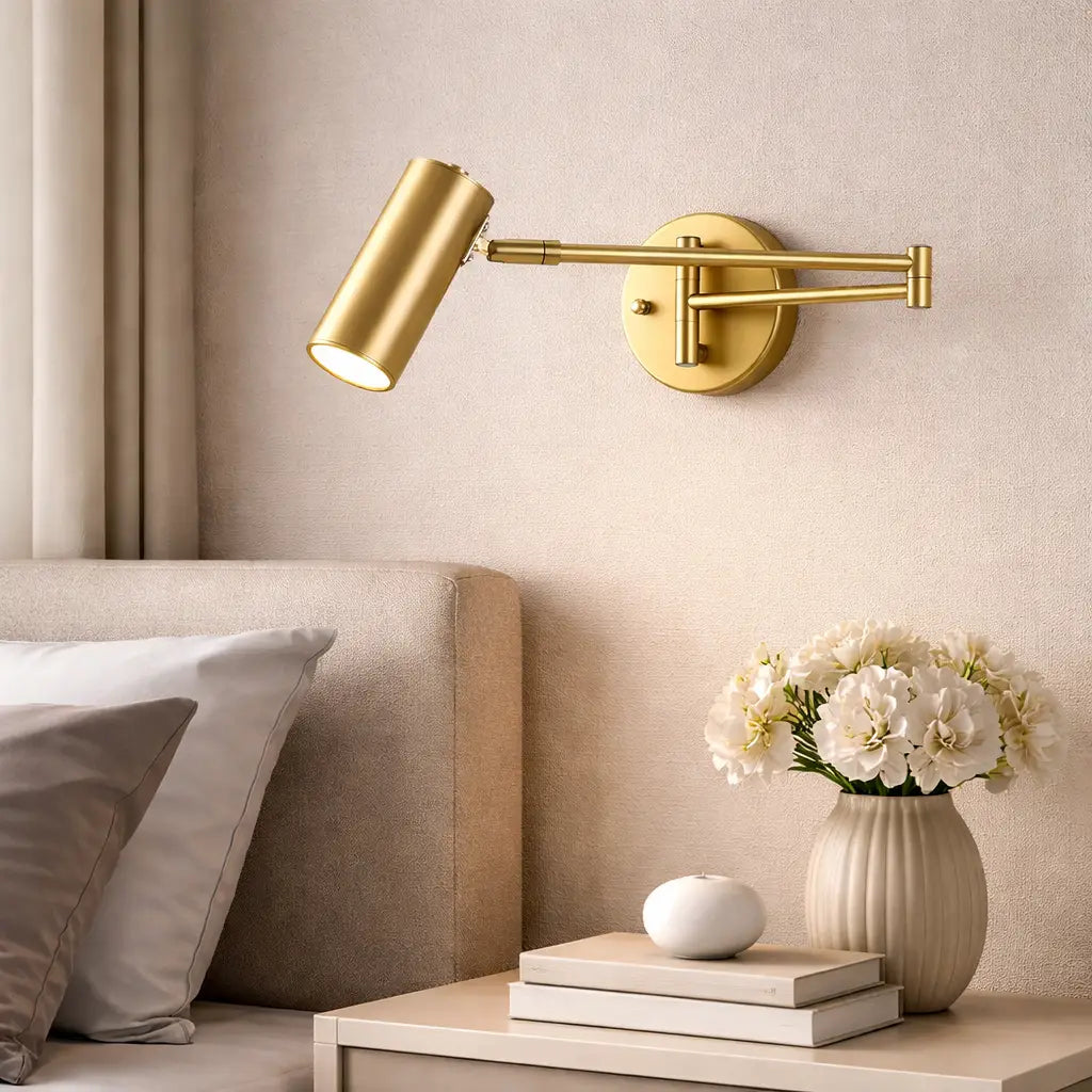 Lámpara de pared con brazo articulado ajustable y control de temperatura de color LED integrado
