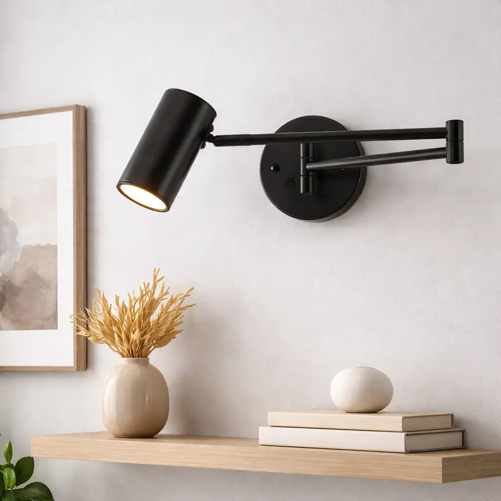 Lámpara de pared con brazo articulado ajustable y control de temperatura de color LED integrado