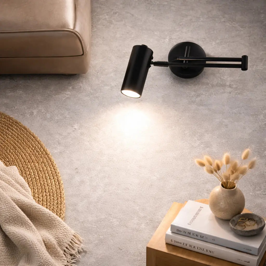 Wall Lamp with Adjustable Swing Arm and Integrated LED Light Temperature Control