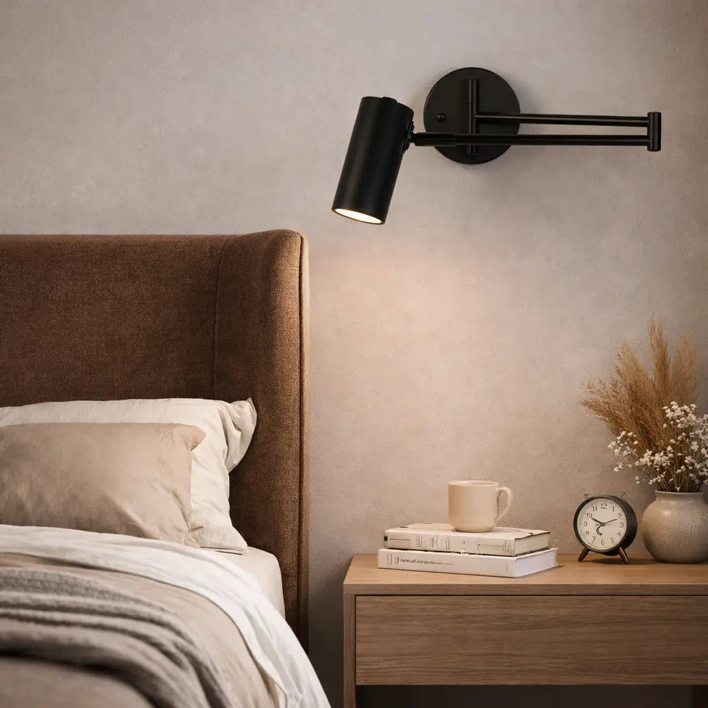 Wall Lamp with Adjustable Swing Arm and Integrated LED Light Temperature Control