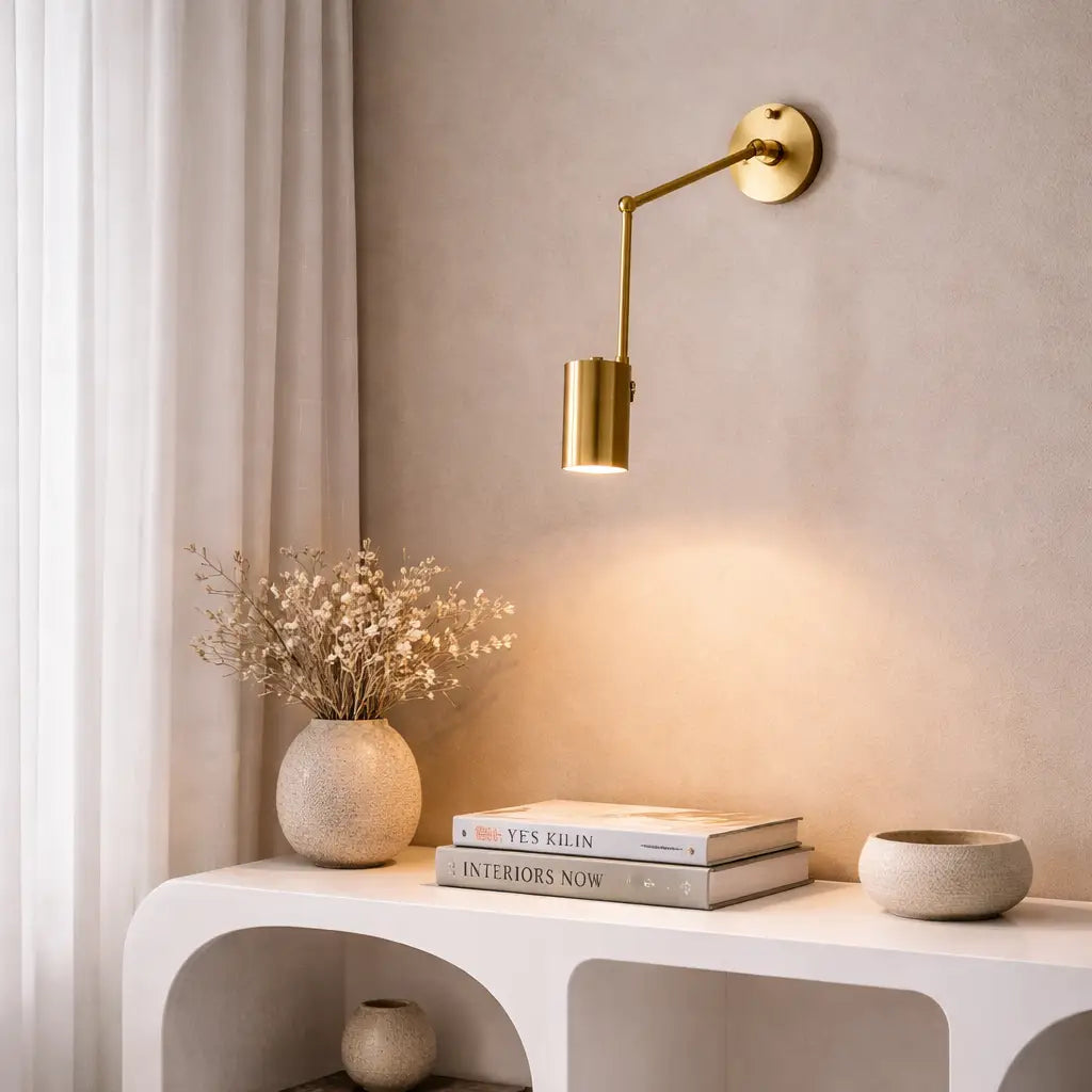 Wall Lamp with Adjustable Swing Arm and Integrated LED Light Temperature Control