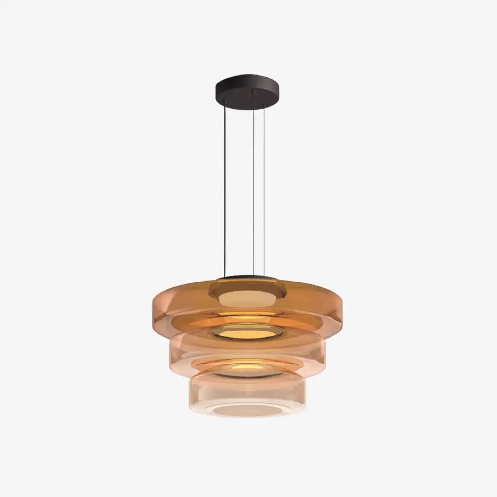 Pendant Light with Layered Glass and LED for Living Room Dining or Kitchen