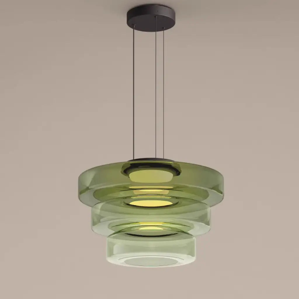 Pendant Light with Layered Glass and LED for Living Room Dining or Kitchen