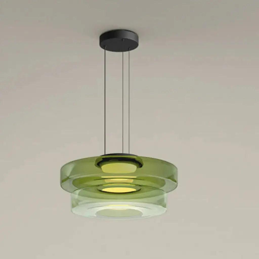 Pendant Light with Layered Glass and LED for Living Room Dining or Kitchen