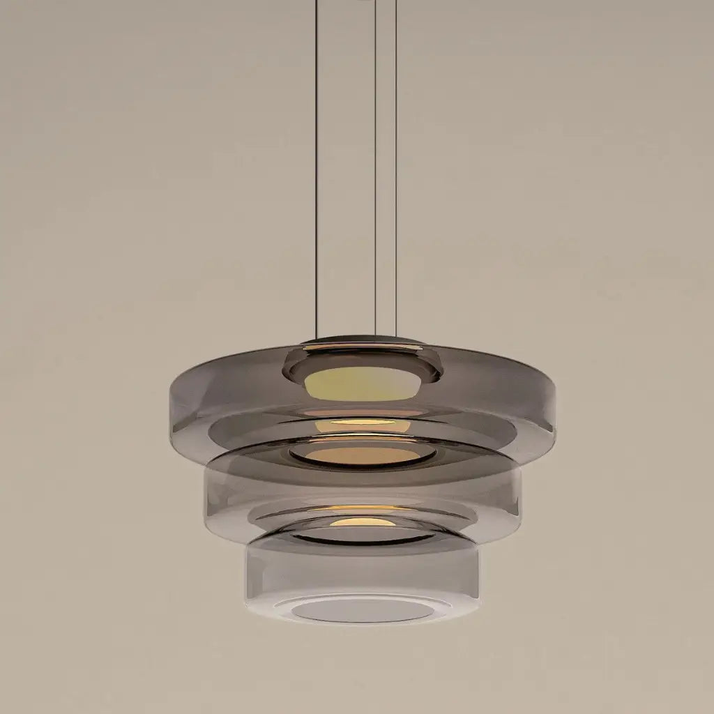 Pendant Light with Layered Glass and LED for Living Room Dining or Kitchen