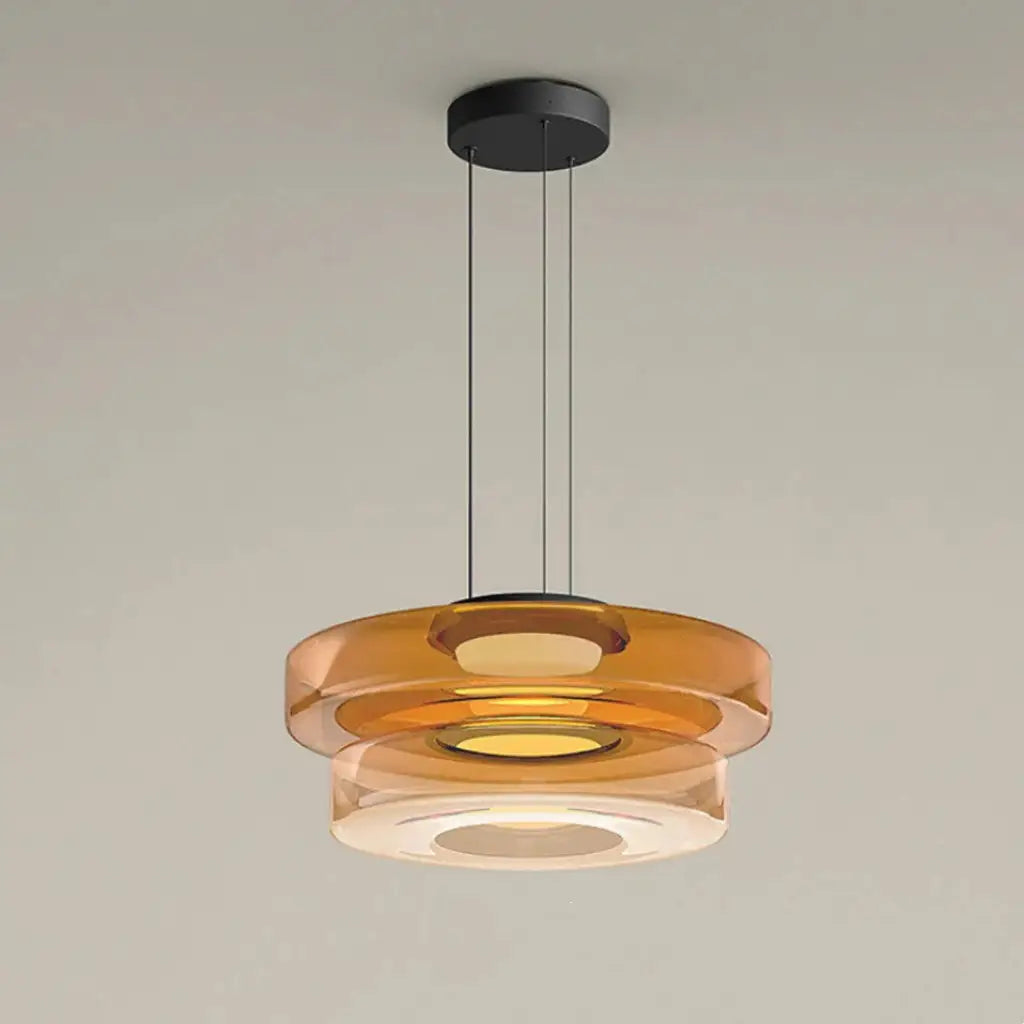Pendant Light with Layered Glass and LED for Living Room Dining or Kitchen