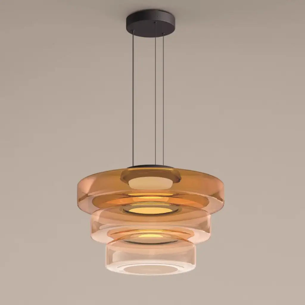 Pendant Light with Layered Glass and LED for Living Room Dining or Kitchen