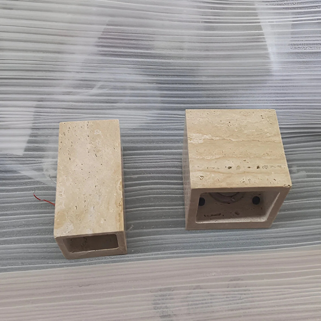 Wall Light with Natural Travertine Stone and Up Down LED Illumination