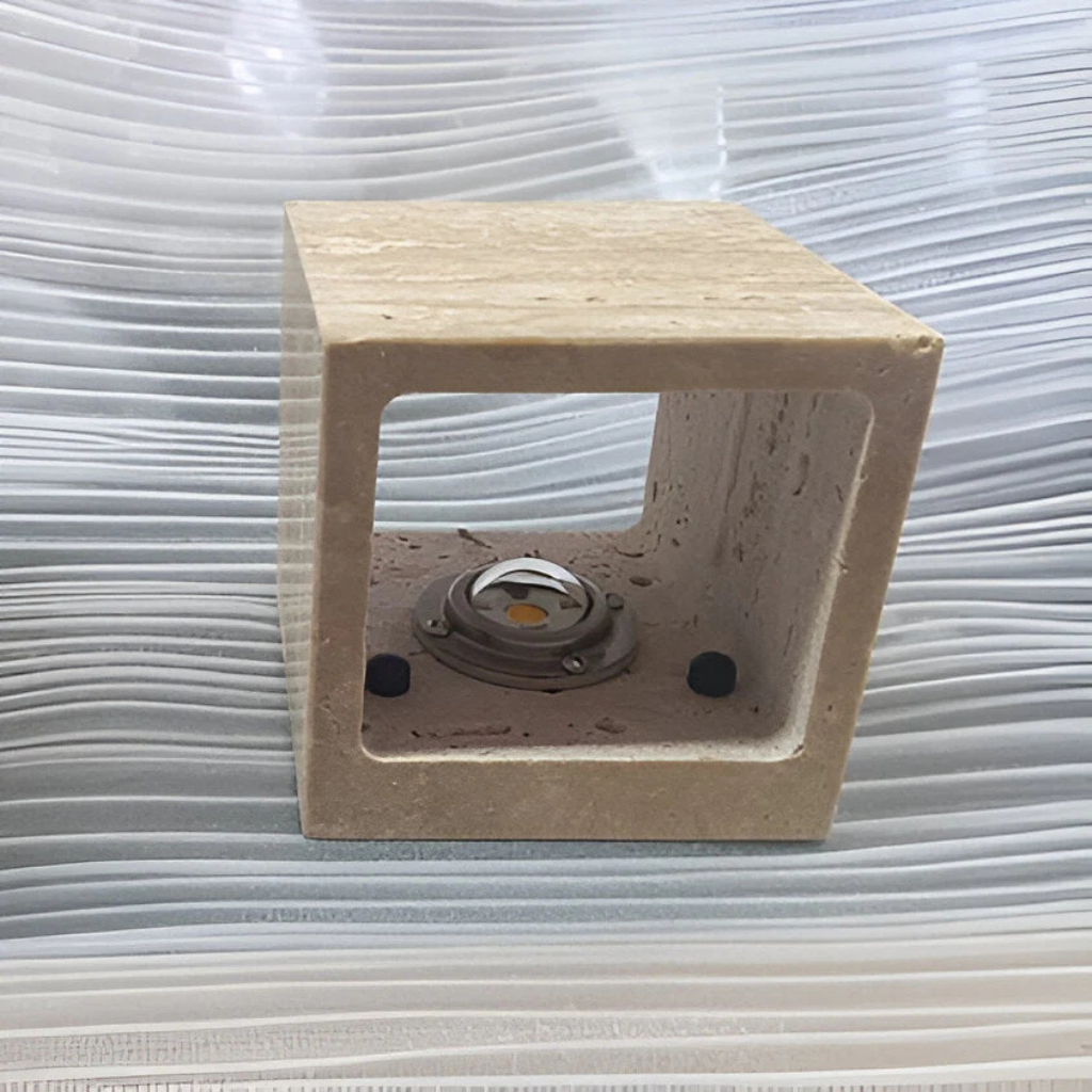 Wall Light with Natural Travertine Stone and Up Down LED Illumination