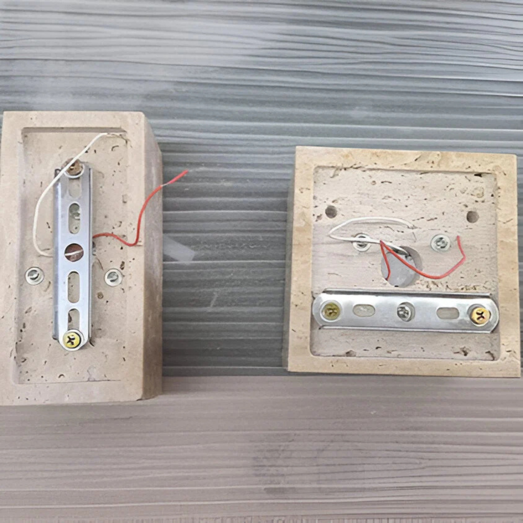 Wall Light with Natural Travertine Stone and Up Down LED Illumination