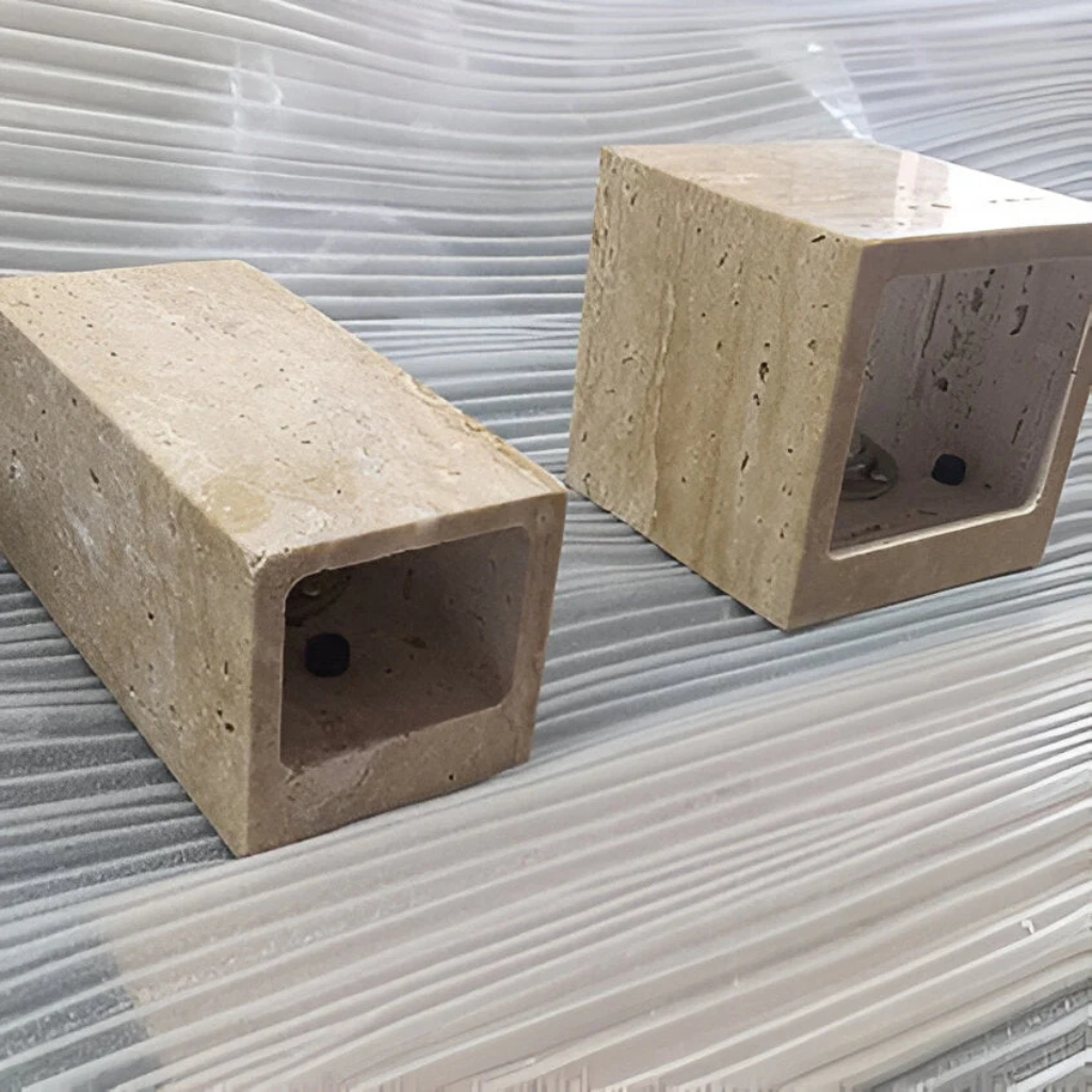 Wall Light with Natural Travertine Stone and Up Down LED Illumination