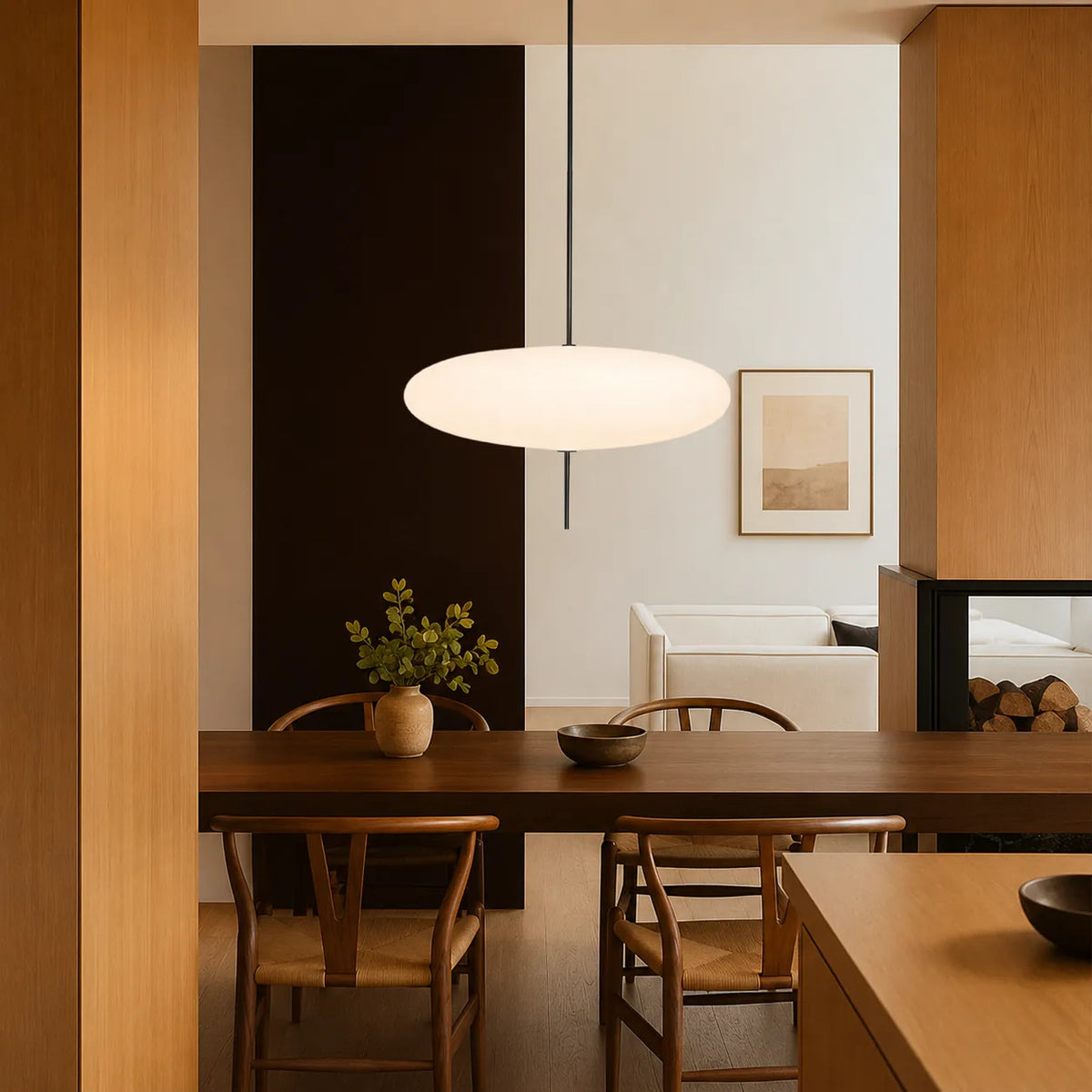 Pendant Light with Geometric Bauhaus Design and Soft Ambient Glow
