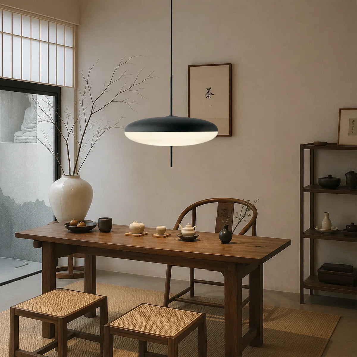 Pendant Light with Geometric Bauhaus Design and Soft Ambient Glow