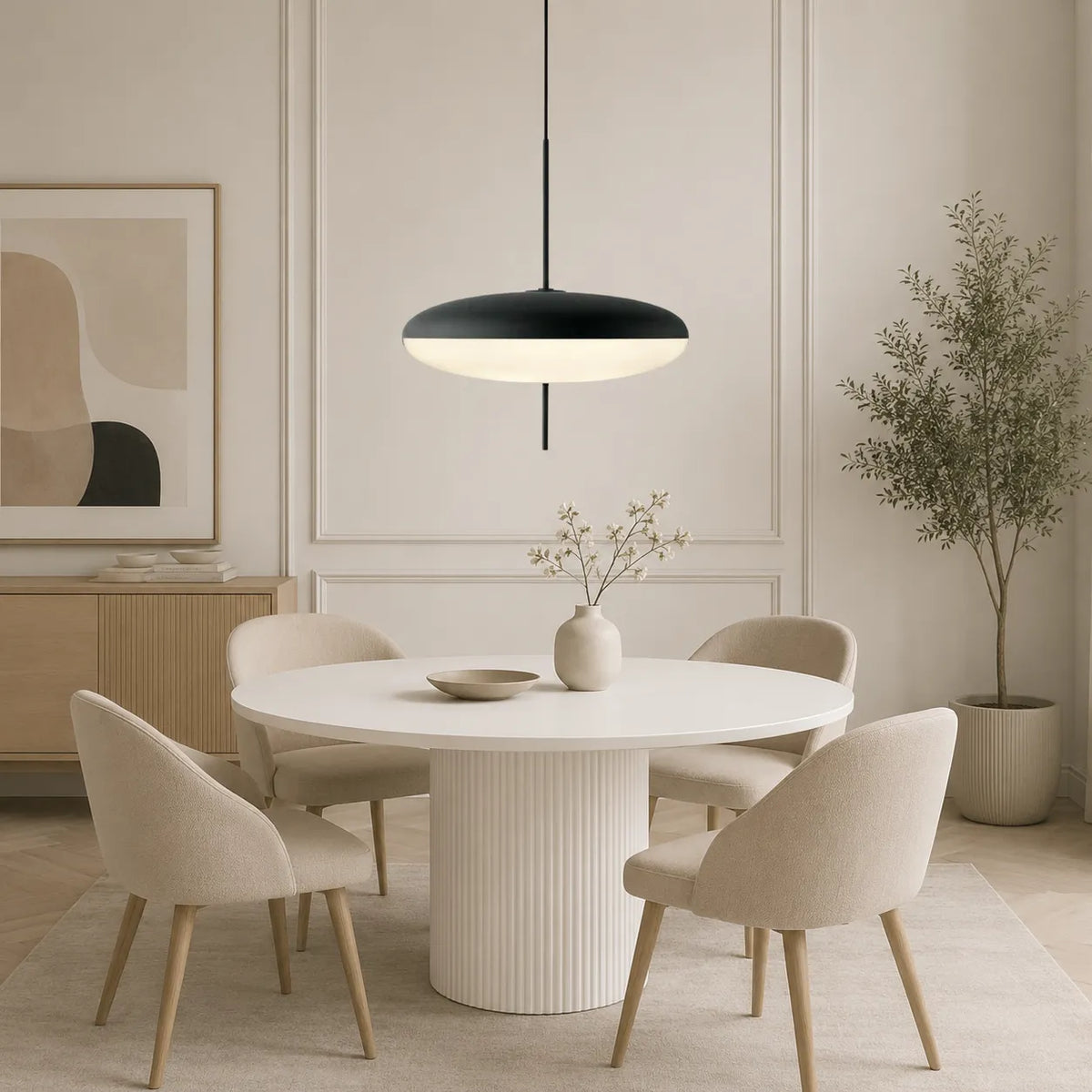 Pendant Light with Geometric Bauhaus Design and Soft Ambient Glow