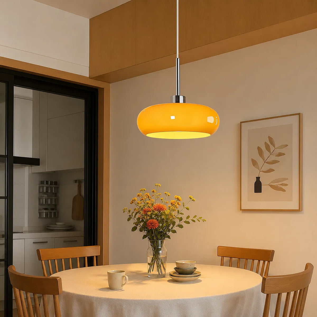 Pendant Light with Geometric Glass and Bauhaus Design for Living Room Dining Kitchen Lighting