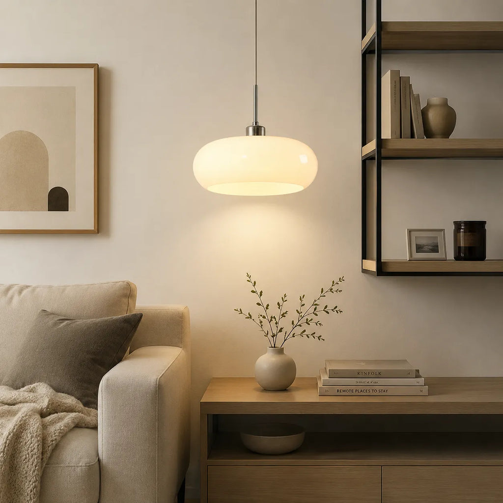 Pendant Light with Geometric Glass and Bauhaus Design for Living Room Dining Kitchen Lighting