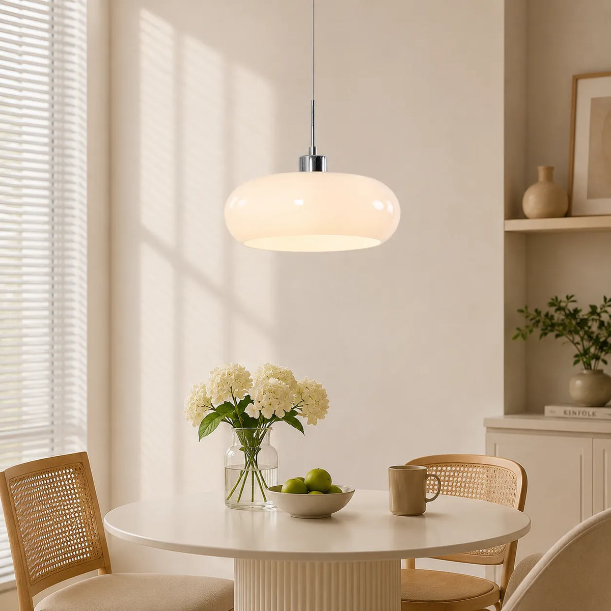 Pendant Light with Geometric Glass and Bauhaus Design for Living Room Dining Kitchen Lighting