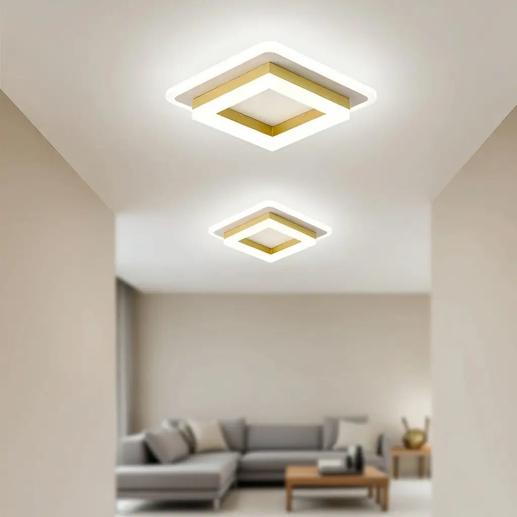 Quadratische LED-Deckenleuchte mit geschichtetem geometrischem Rahmen