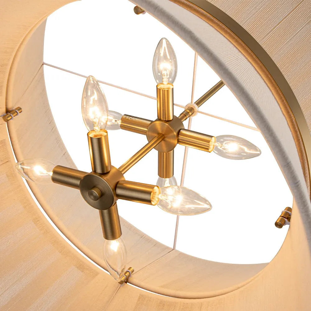 Pendelleuchte mit sanduhrförmigem Schirm aus geflochtenem Seil und Metalldetails