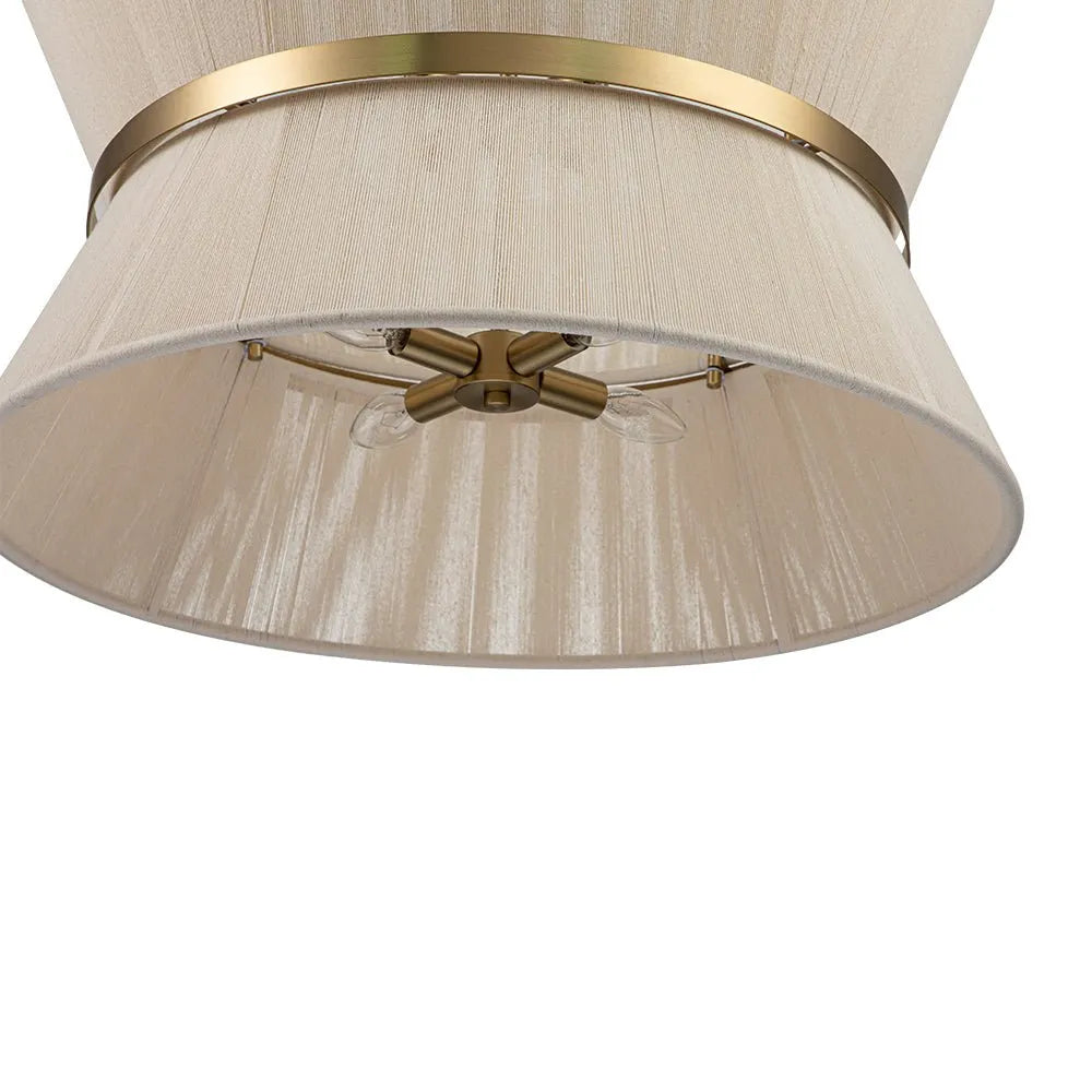 Pendelleuchte mit sanduhrförmigem Schirm aus geflochtenem Seil und Metalldetails