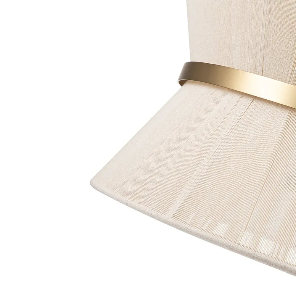Pendelleuchte mit sanduhrförmigem Schirm aus geflochtenem Seil und Metalldetails