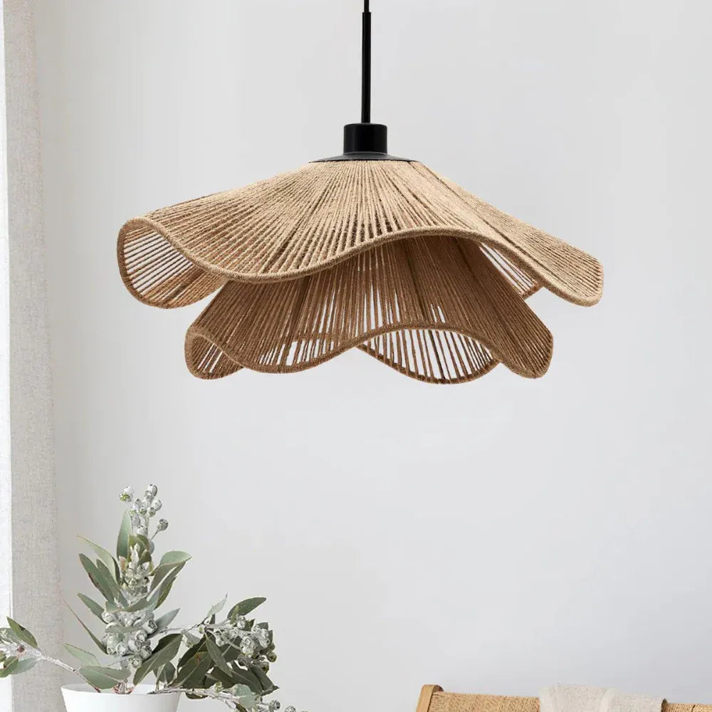 Handwoven Jute Pendant Light with Boho Woven Design for Dining Room and Bedroom
