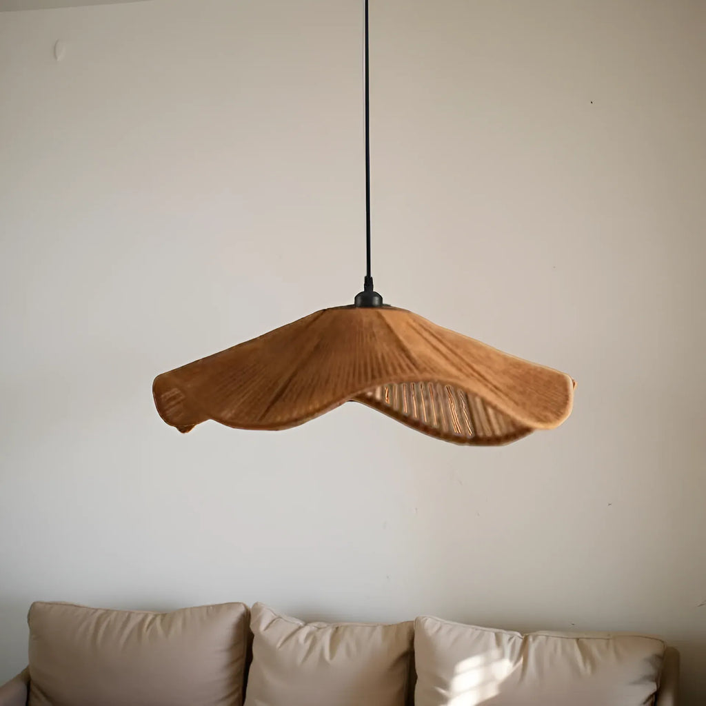 Handgeflochtene Pendelleuchte aus Jute im Boho-Stil für Esszimmer und Schlafzimmer