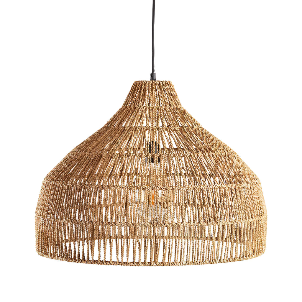 Lampada a sospensione Nina bohemien in rattan intrecciato a mano