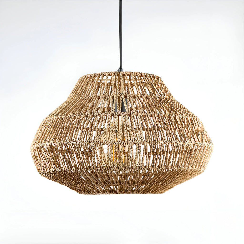 Lampada a sospensione Nina bohemien in rattan intrecciato a mano