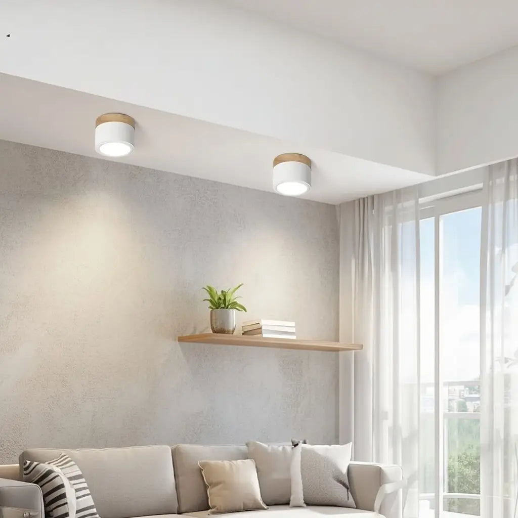 Kitchen Ceiling Lights with Wood Accent and Focused LED Beam for Hallway Bedroom