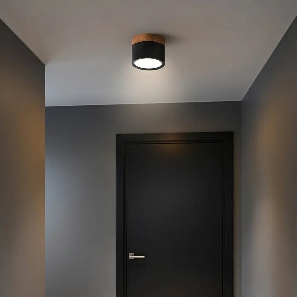 Kitchen Ceiling Lights with Wood Accent and Focused LED Beam for Hallway Bedroom