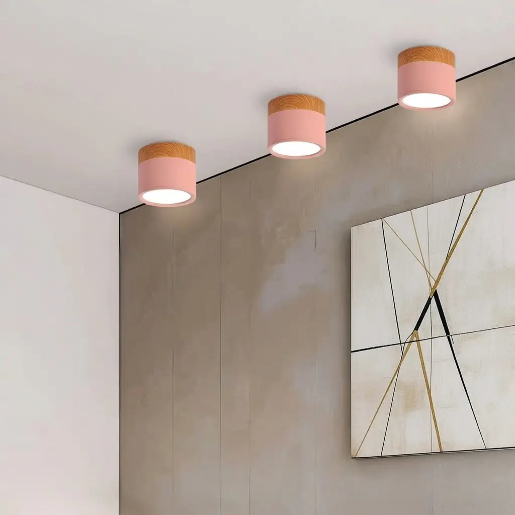 Kitchen Ceiling Lights with Wood Accent and Focused LED Beam for Hallway Bedroom