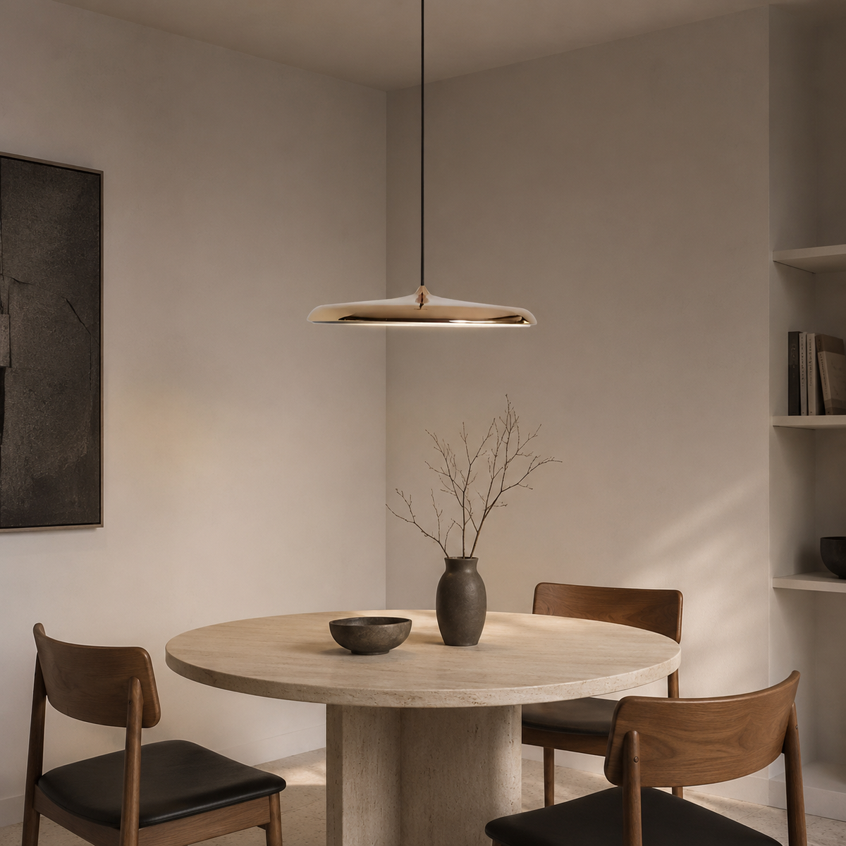 LED-Pendelleuchten mit modernem Scheibendesign aus Metall und integrierter Beleuchtung nach unten