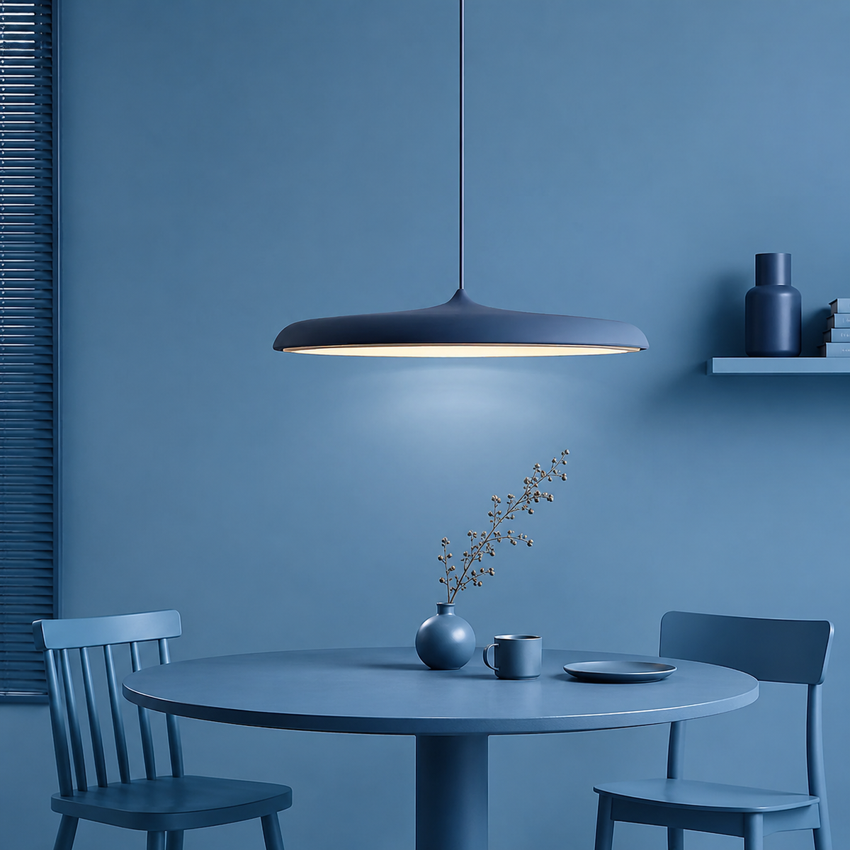 LED Pendant Lights with Modern Metallic Disc Design and Integrated Downward Lighting