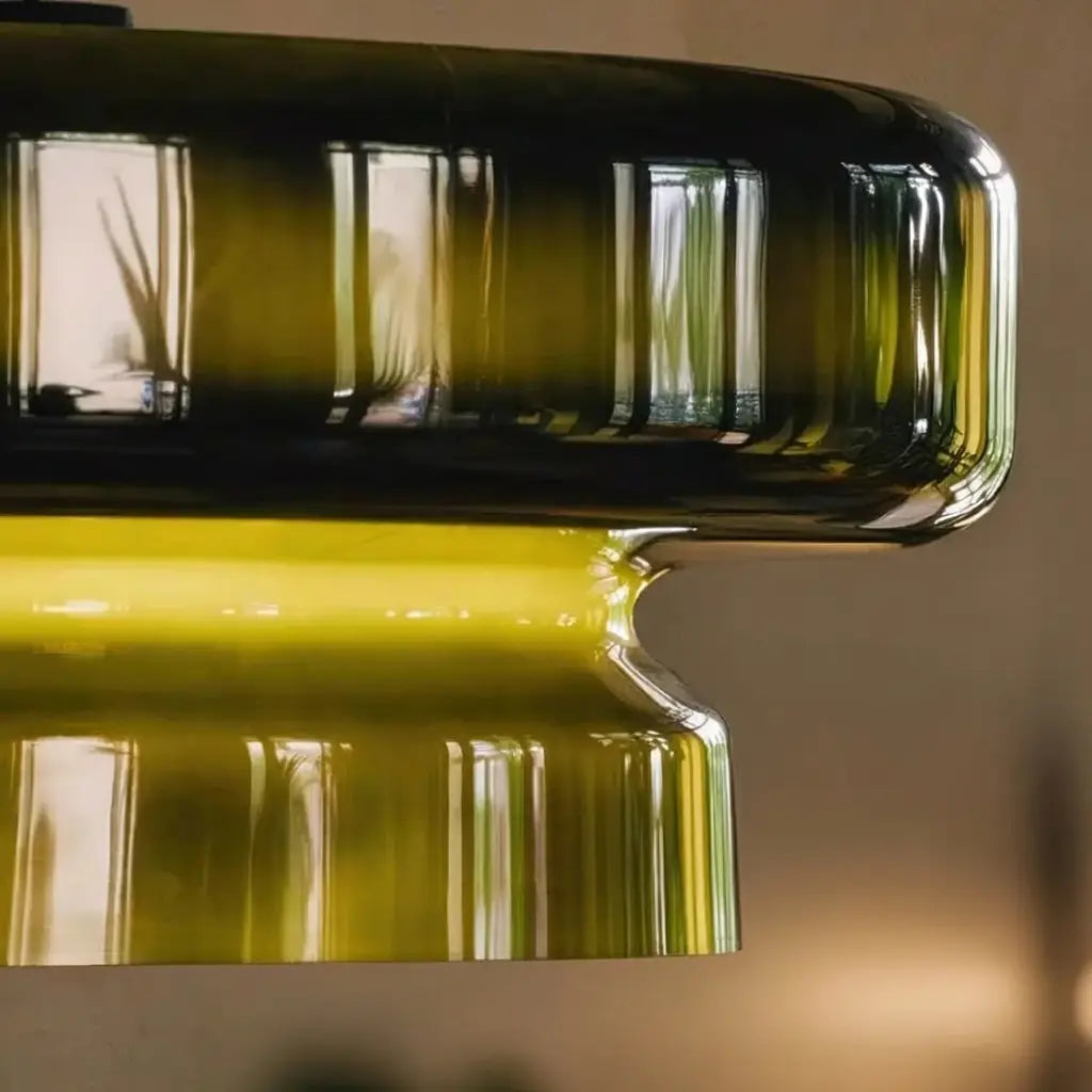 Pendant Light with Two-Tier Sculptural Glass and LED Kitchen Dining Lighting