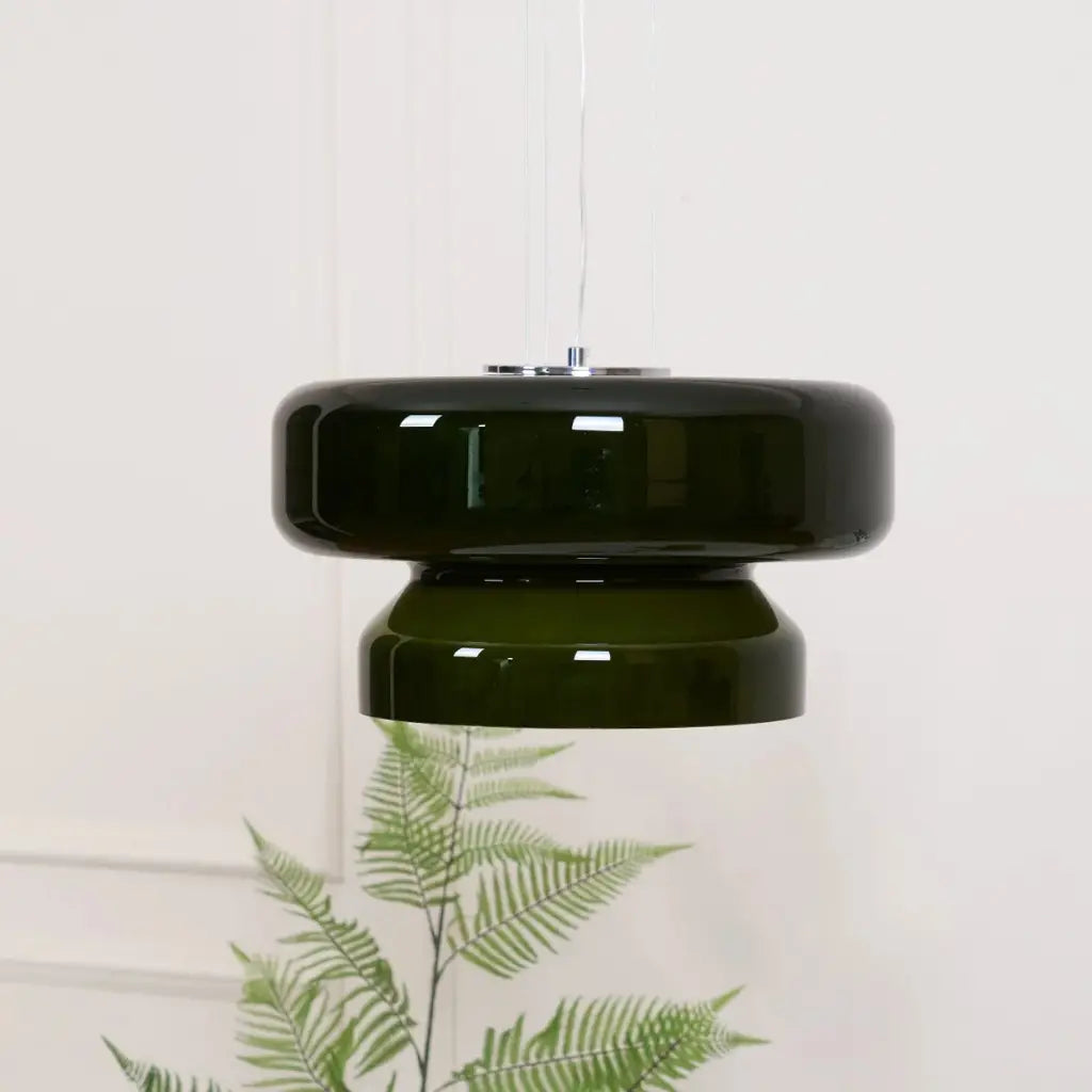 Pendant Light with Two-Tier Sculptural Glass and LED Kitchen Dining Lighting
