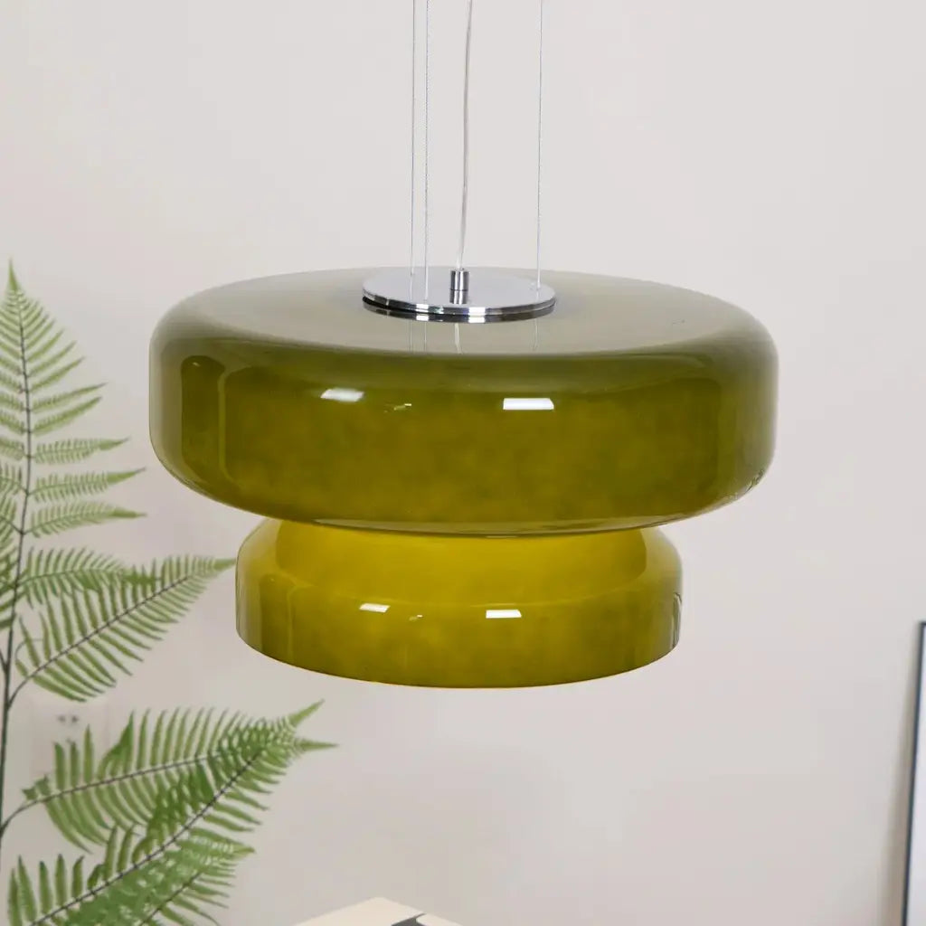 Pendant Light with Two-Tier Sculptural Glass and LED Kitchen Dining Lighting
