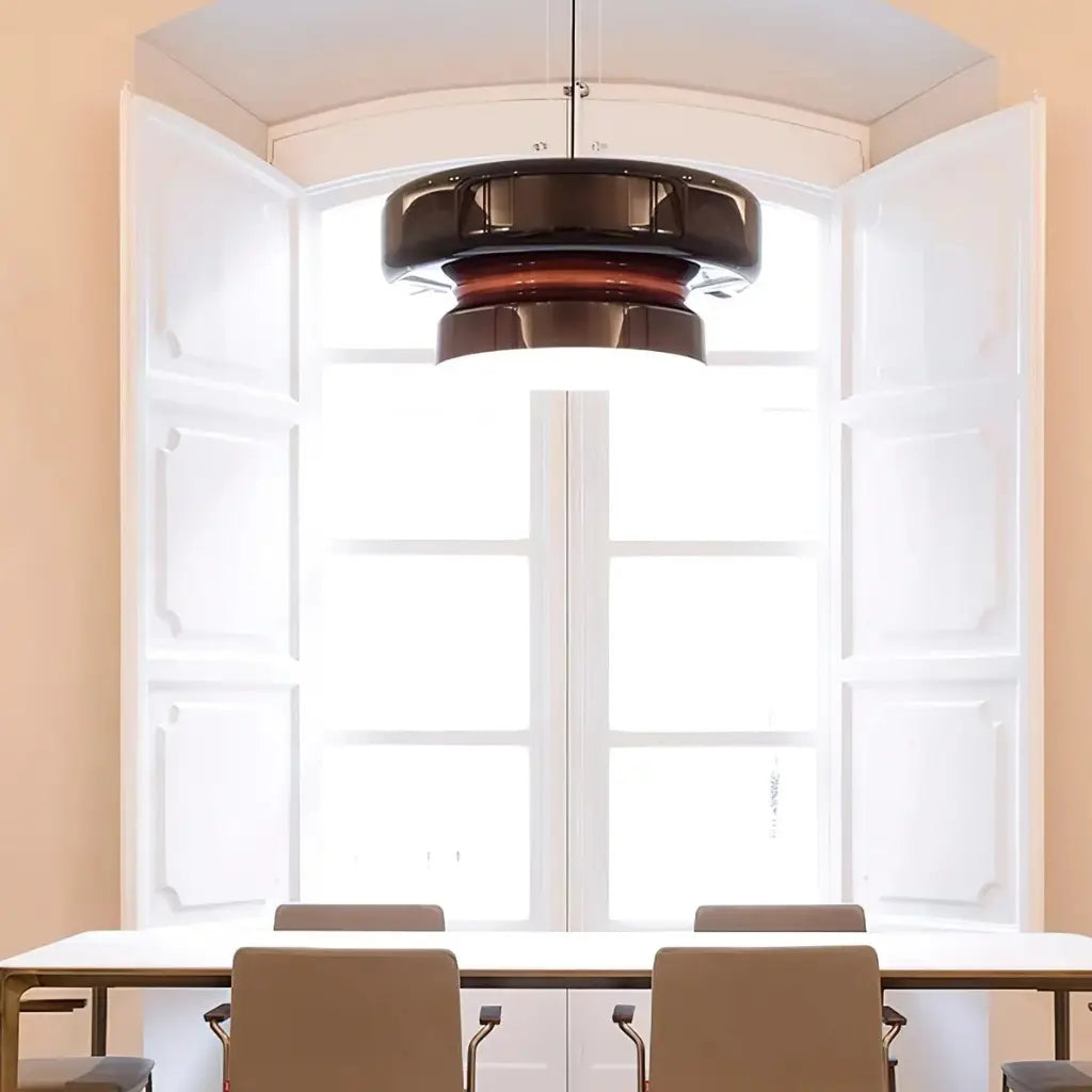 Pendant Light with Two-Tier Sculptural Glass and LED Kitchen Dining Lighting