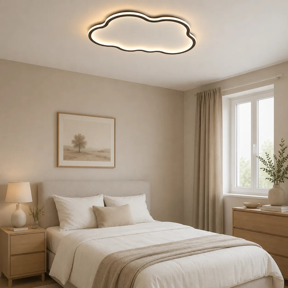 Deckenleuchte mit Wolkensilhouette und warmem Licht