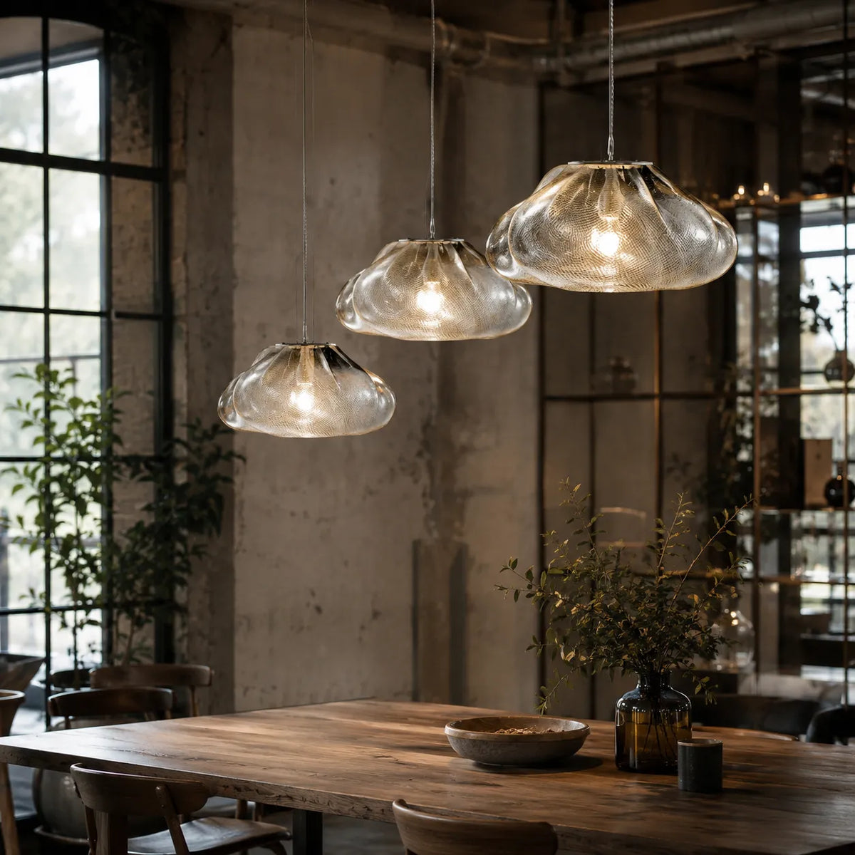 Pendant Light with Cloud-Inspired Glass Form and Soft Ambient Glow