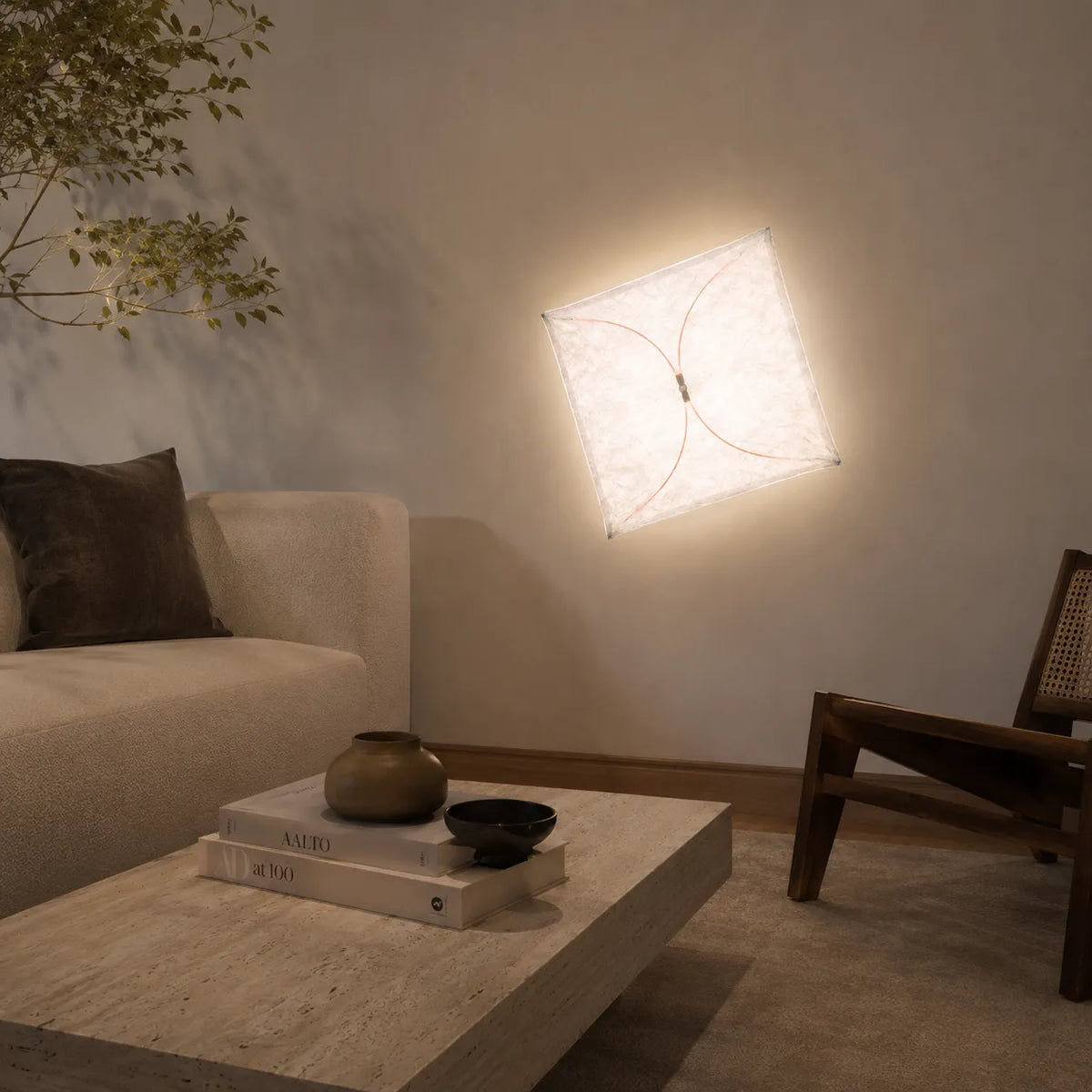 Küchen-Deckenleuchte mit lichtdurchlässigem Papierdiffusor und minimalistischem Metallrahmen